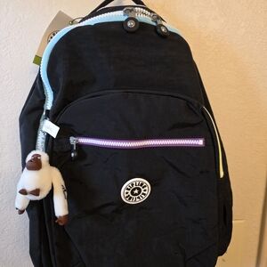 Kipling Black Backpack with Blue Accents